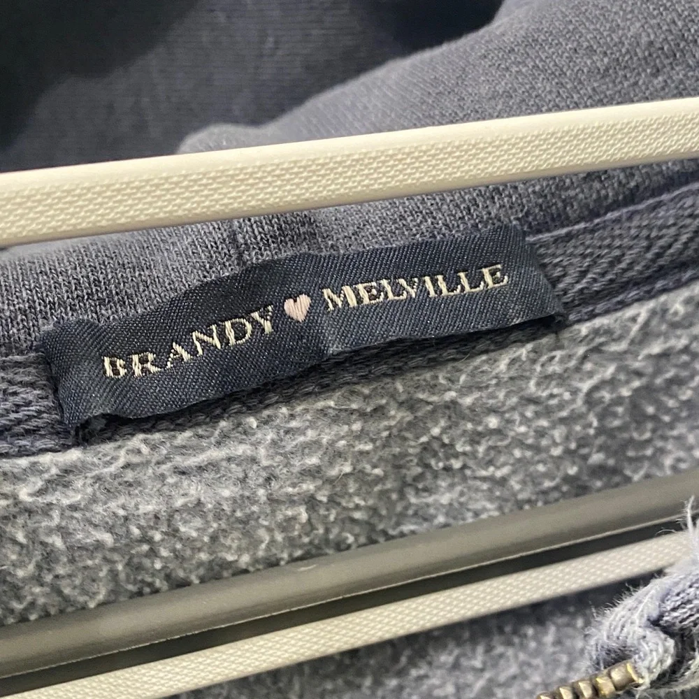 Brandy Melville Zip-Up Hooded Sweatshirt in Light Blue